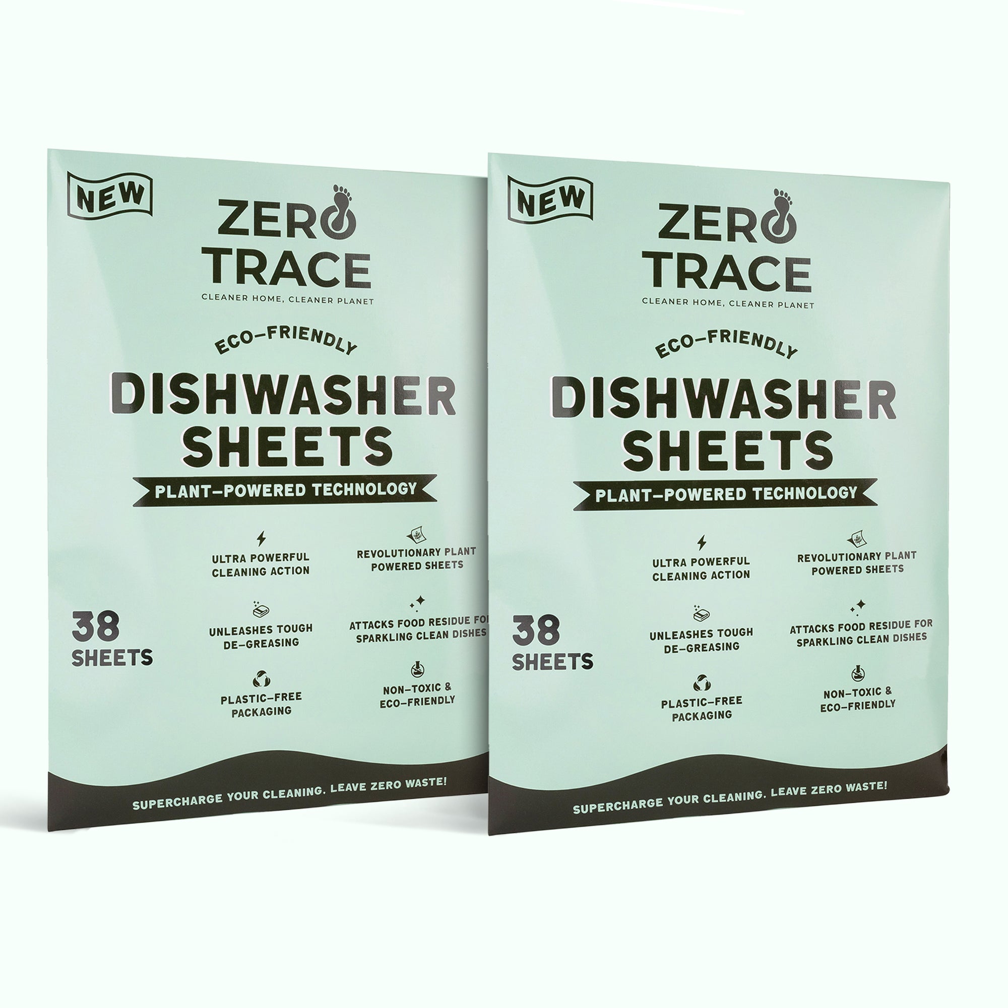 Plant-based Zero Trace Dish Washer Sheets for spotless dishes with powerful cleaning abilities.