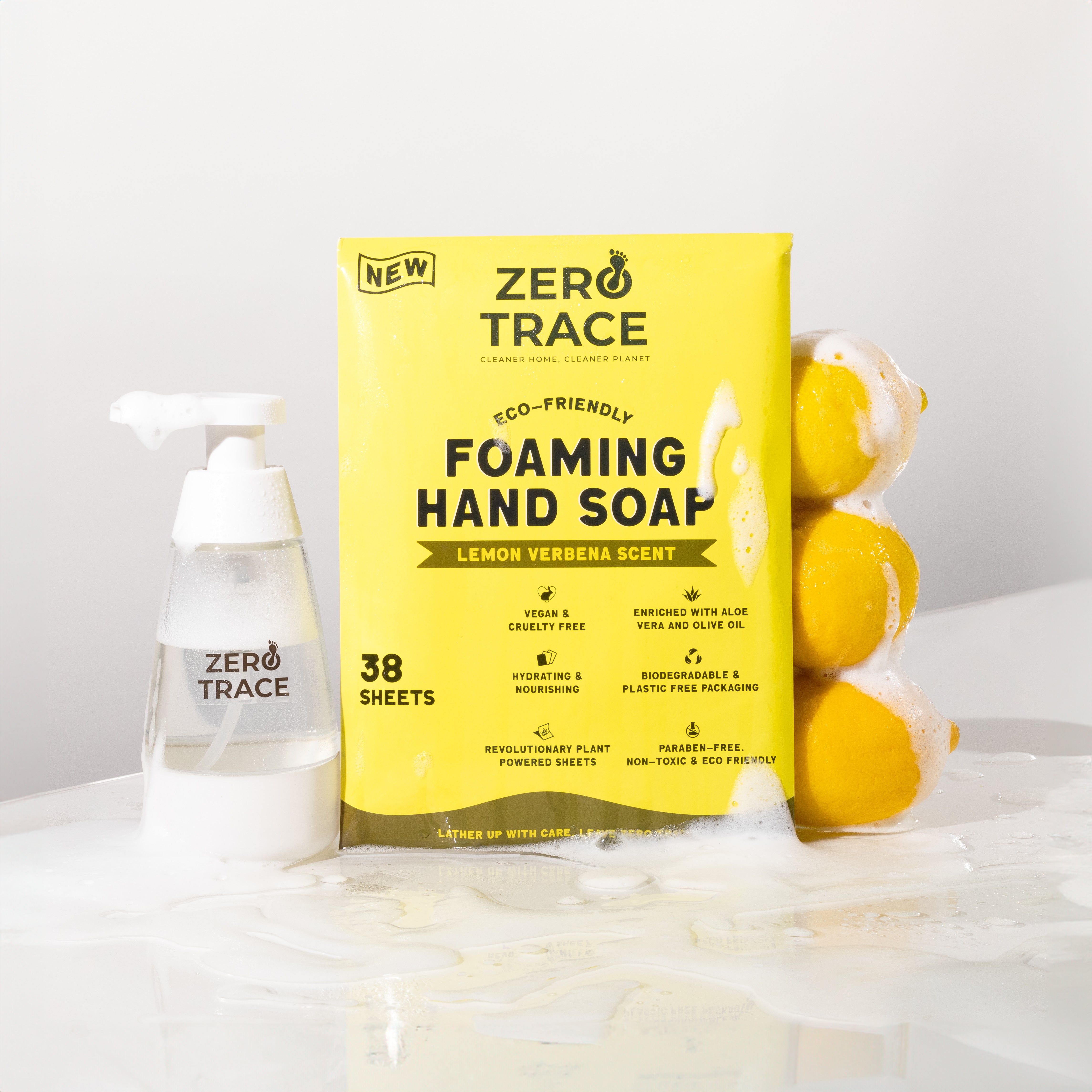Zero Trace Hand Soap Sheets. These innovative soap sheets create a luxurious and gentle foaming lather, ensuring a thorough cleanse without leaving any residue or trace behind. Ideal for those who crave a refreshing and