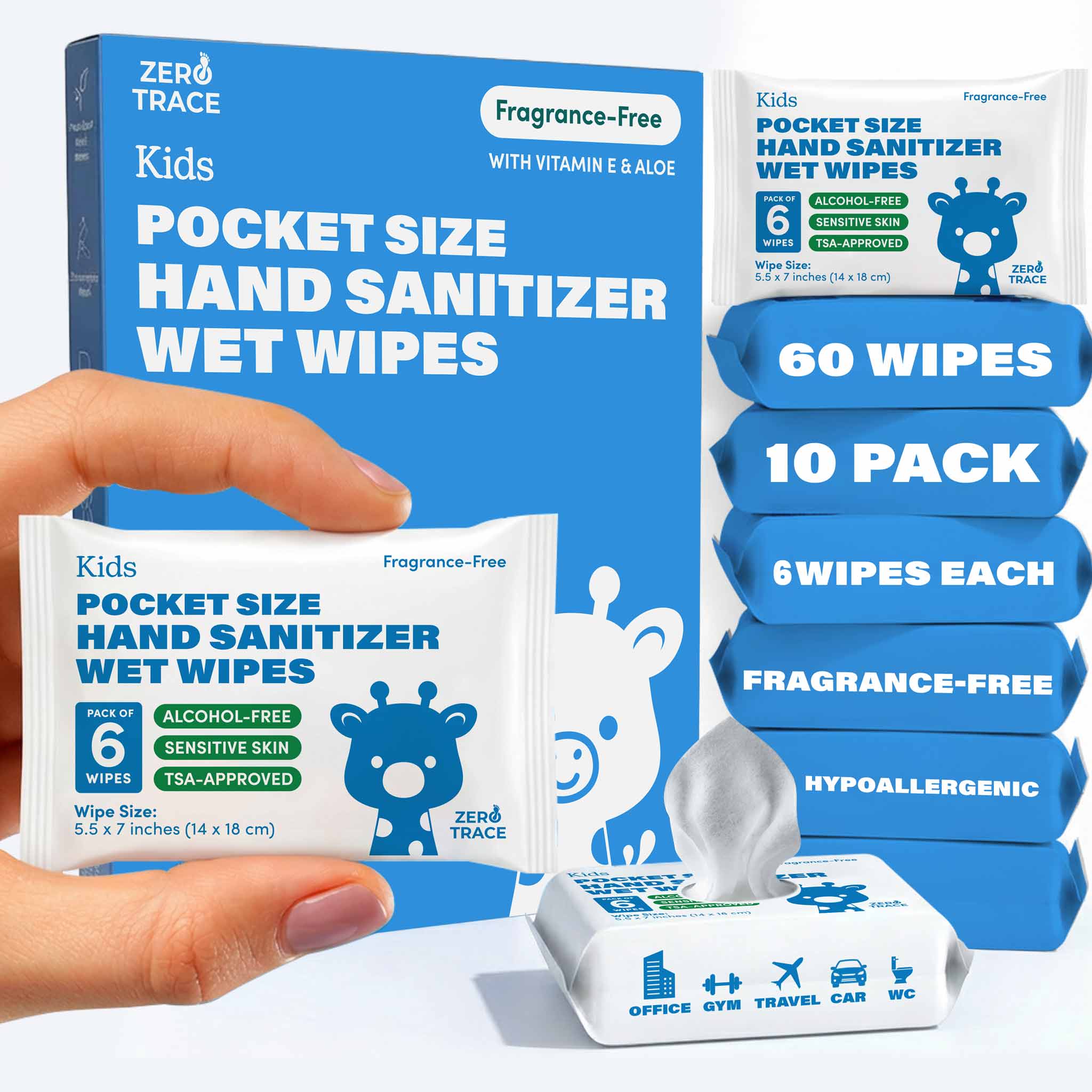 Hand Sanitizing Wipes Pocket Size for Travel | Zero Trace