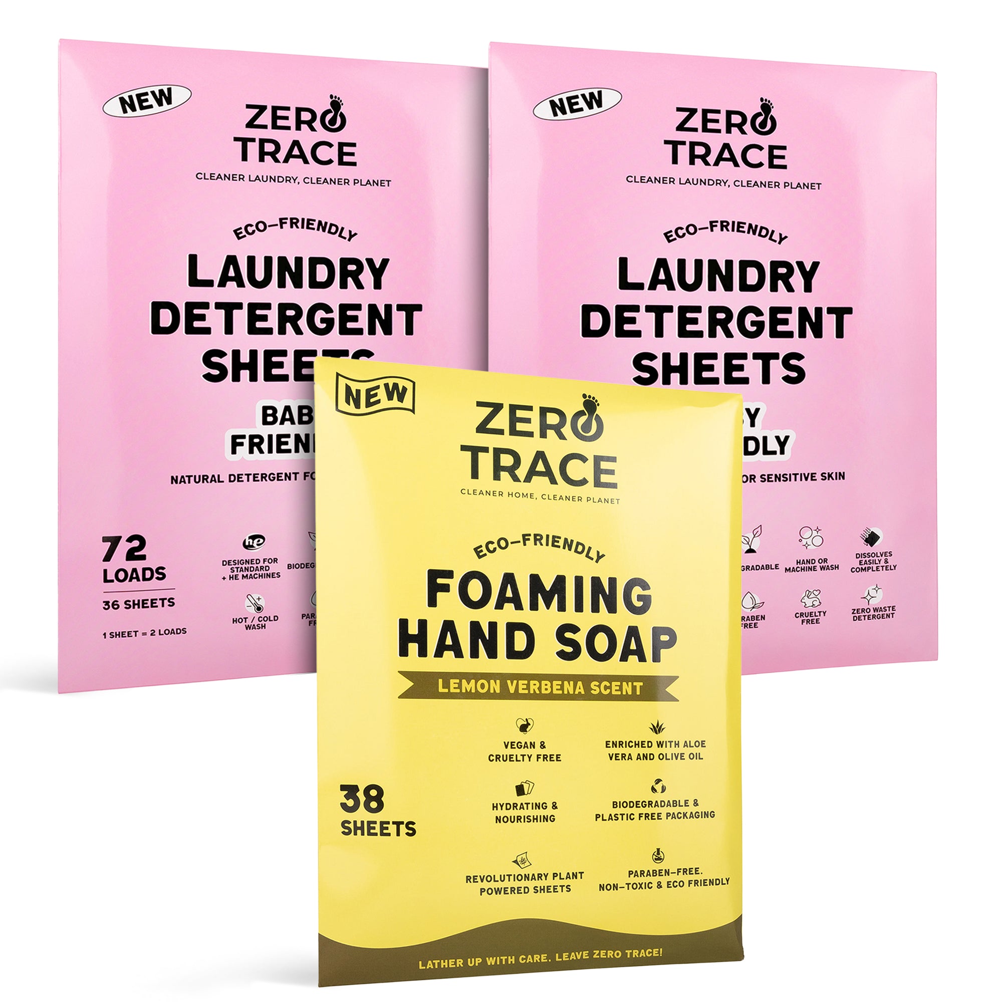 Eco-Friendly Starter Kit- Bundle laundry tracing foaming hand soap for a sustainable lifestyle by Zero Trace.