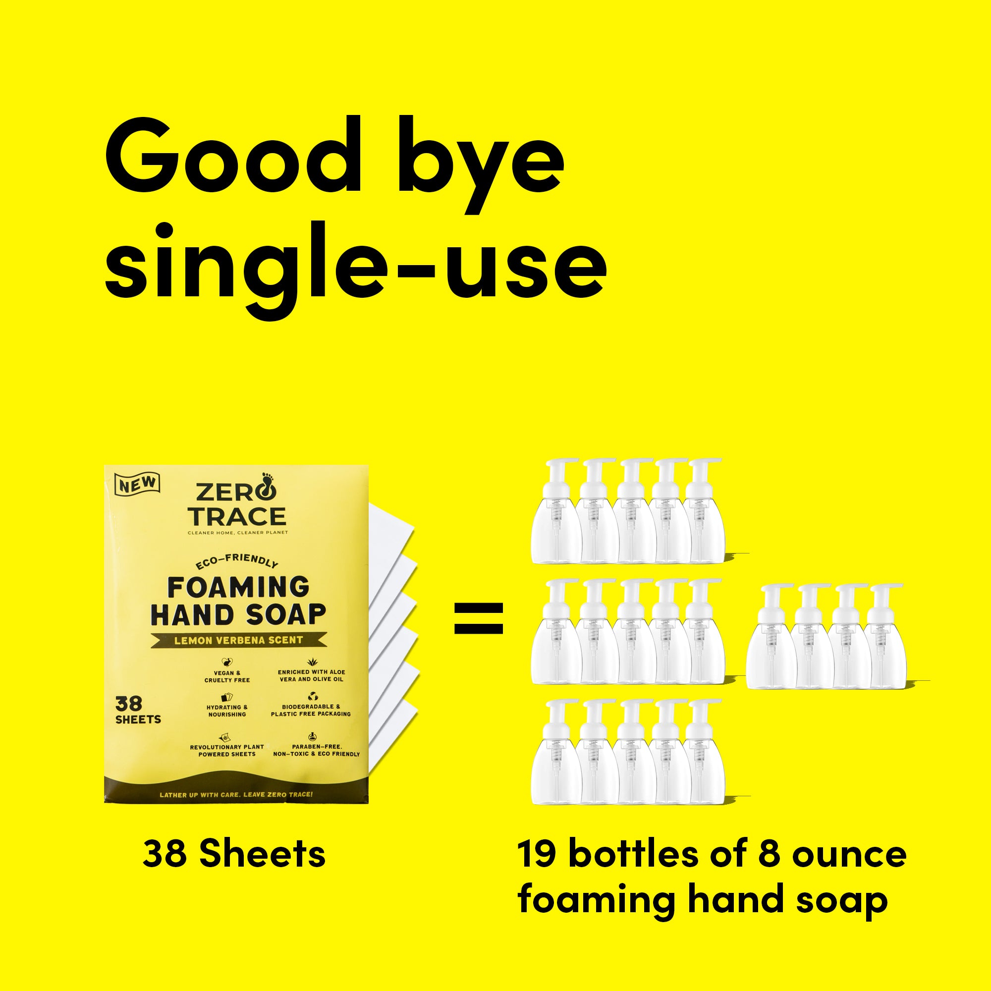 Goodbye Zero Trace single-use foaming hand soap, hello eco-friendly sheets.