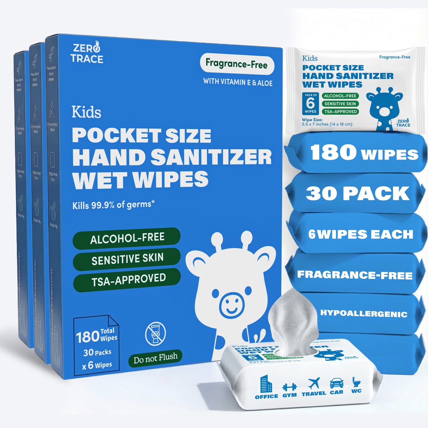 Zero Trace Pocket Hand Sanitizing Wipes