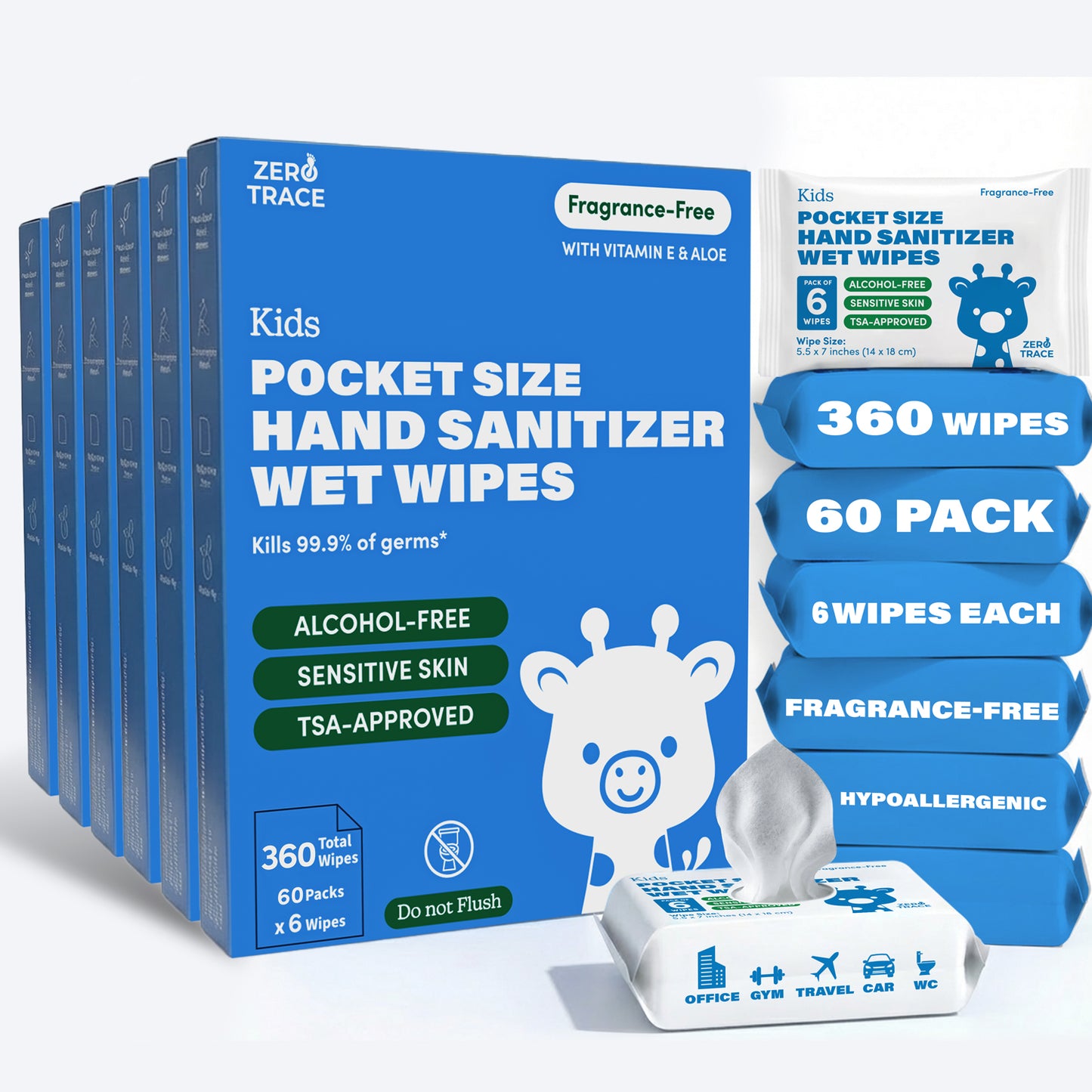 Zero Trace Pocket Hand Sanitizing Wipes
