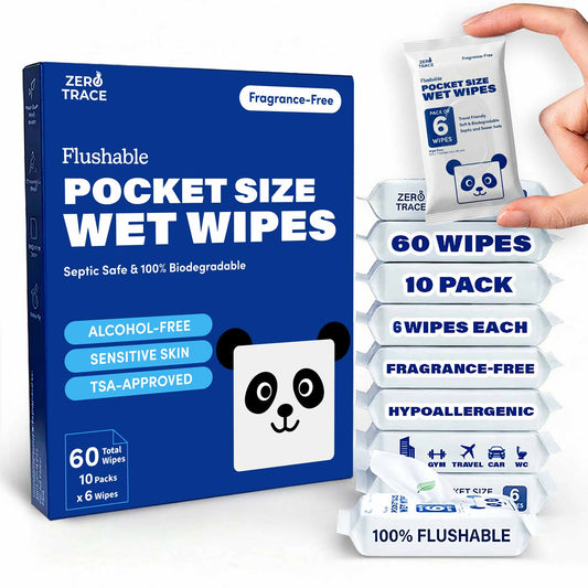 Zero Trace Flushable Pocket Wipes – Fragrance-Free