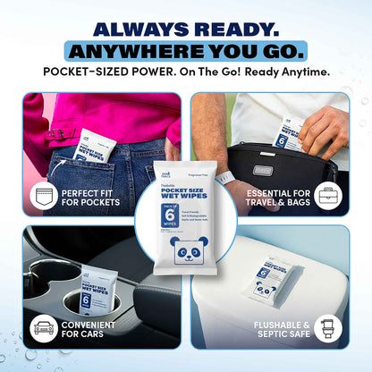 Zero Trace Flushable Pocket Wipes – Fragrance-Free