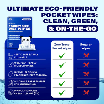 Zero Trace Flushable Pocket Wipes – Fragrance-Free