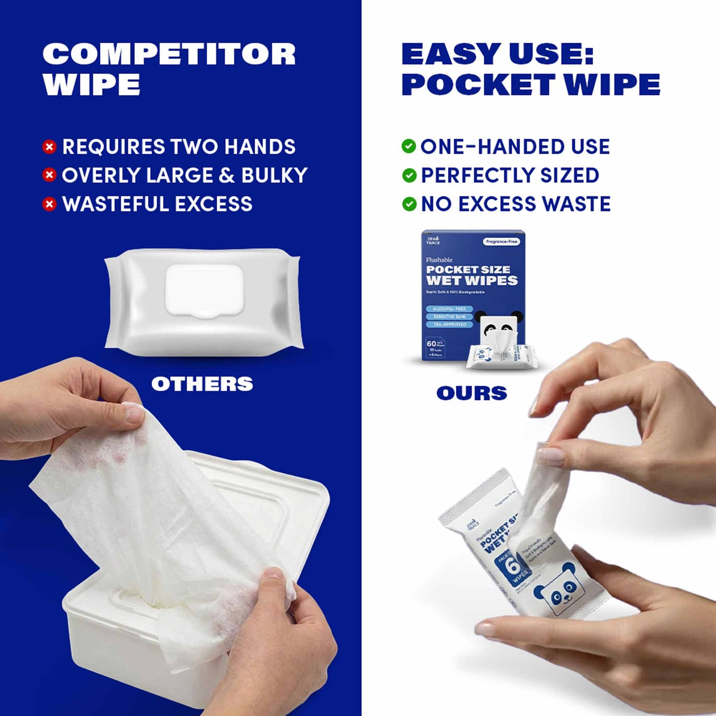 Zero Trace Flushable Pocket Wipes – Fragrance-Free